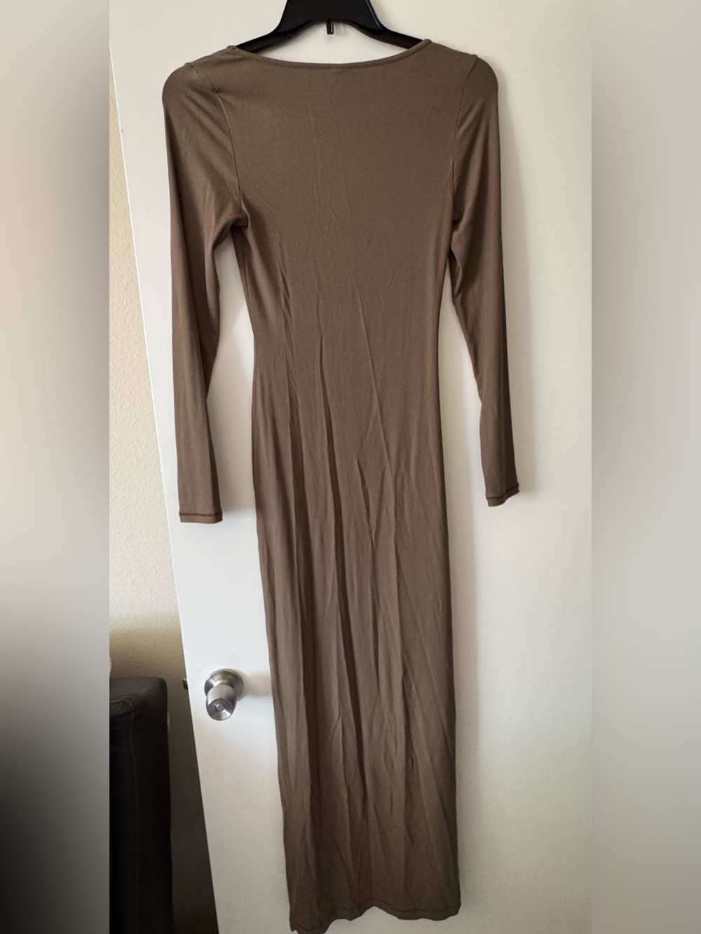 SKIMS Long Sleeve Scoop Neck Maxi Dress in Tan - Picture 2 of 4